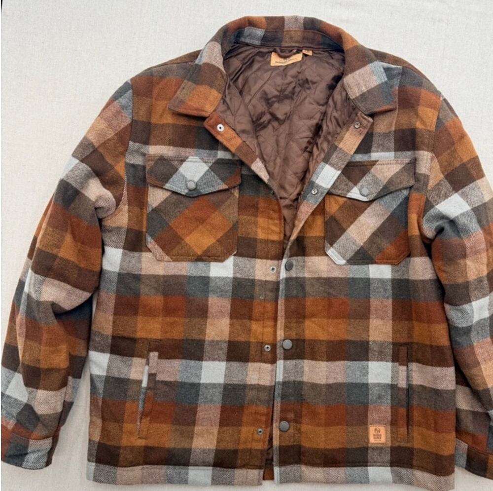 RedHead Brown & Tan Plaid Quilted Shirt Jacket